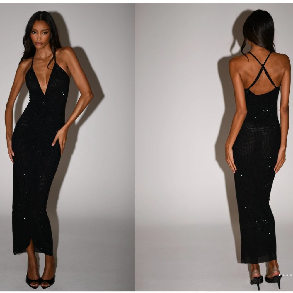 NEVER WORN, TAG STILL ON - Meshki Black Sequin Dress